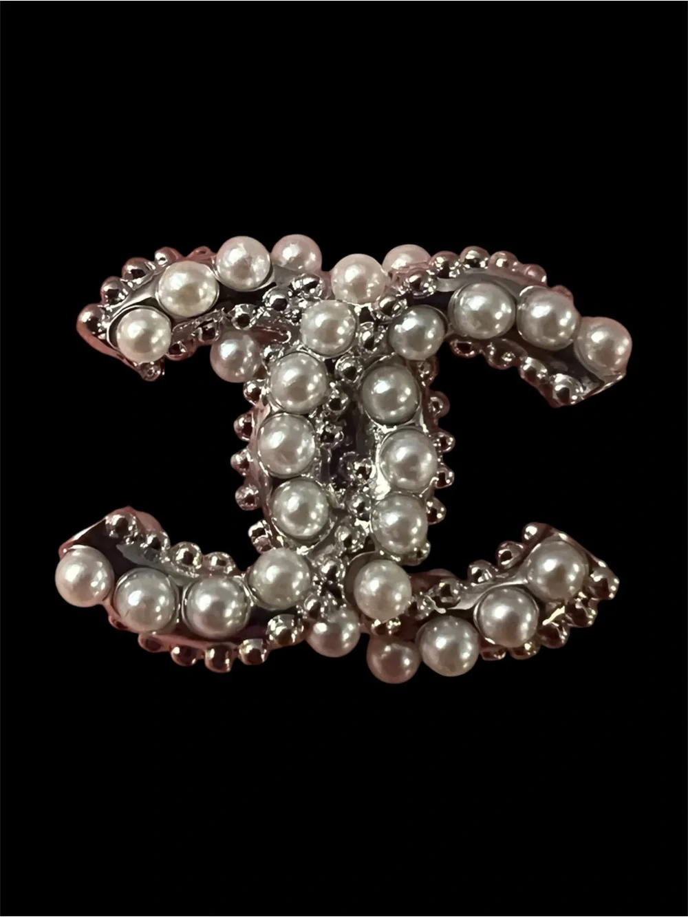 Double C Faux Pearl Silver - Tone Stud Earrings